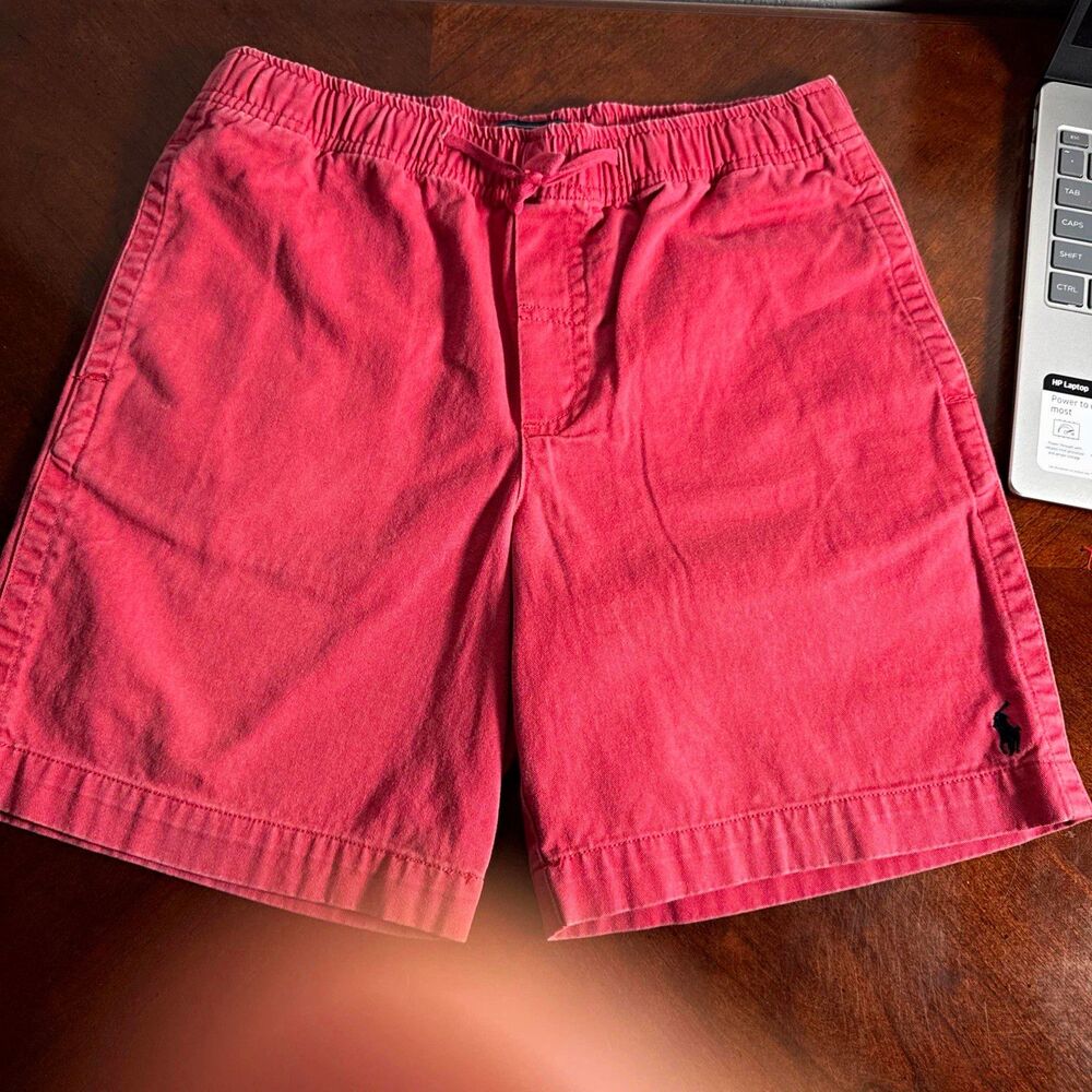 Polo by Ralph Lauren Boys Red Cotton Twill Chino Shorts M 12-14 Drawstring